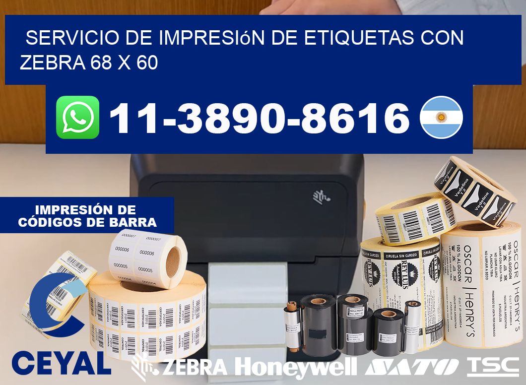 servicio de impresión de etiquetas con Zebra 68 x 60