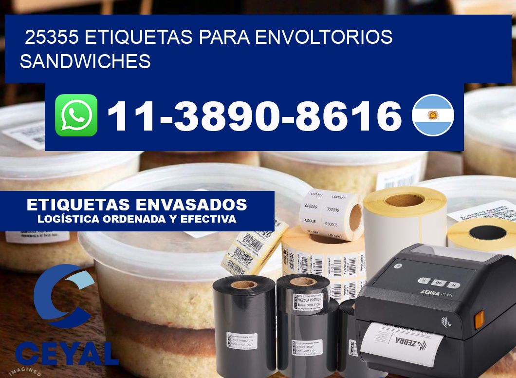 25355 etiquetas para envoltorios sandwiches