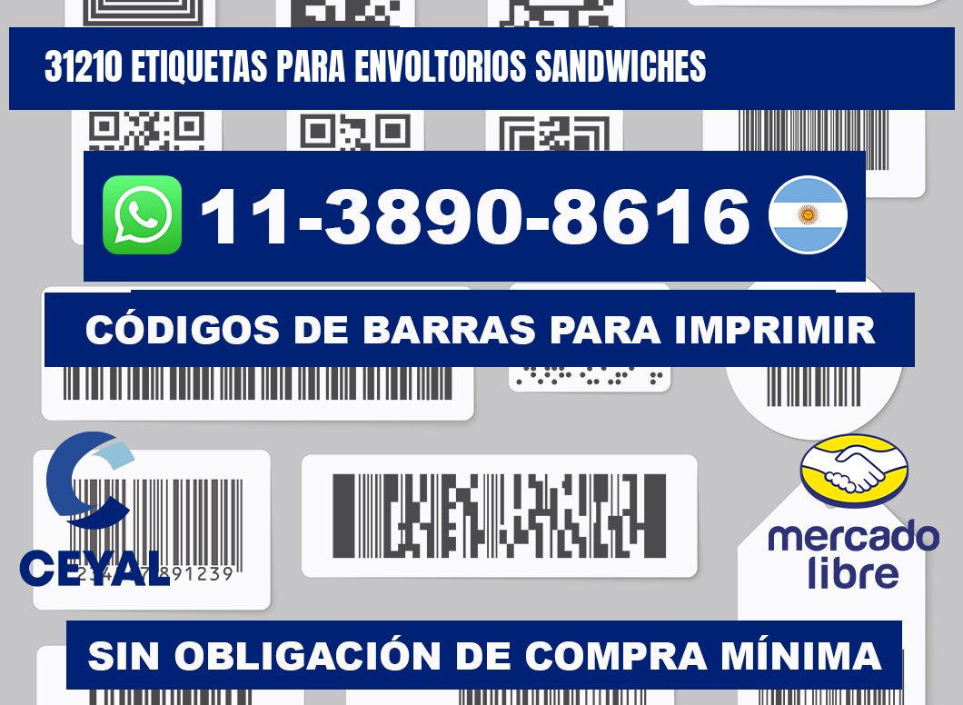 31210 etiquetas para envoltorios sandwiches