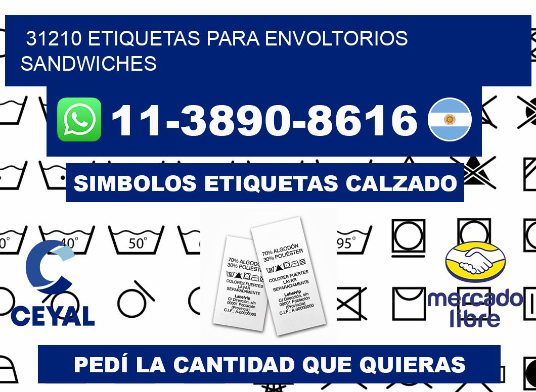 31210 etiquetas para envoltorios sandwiches
