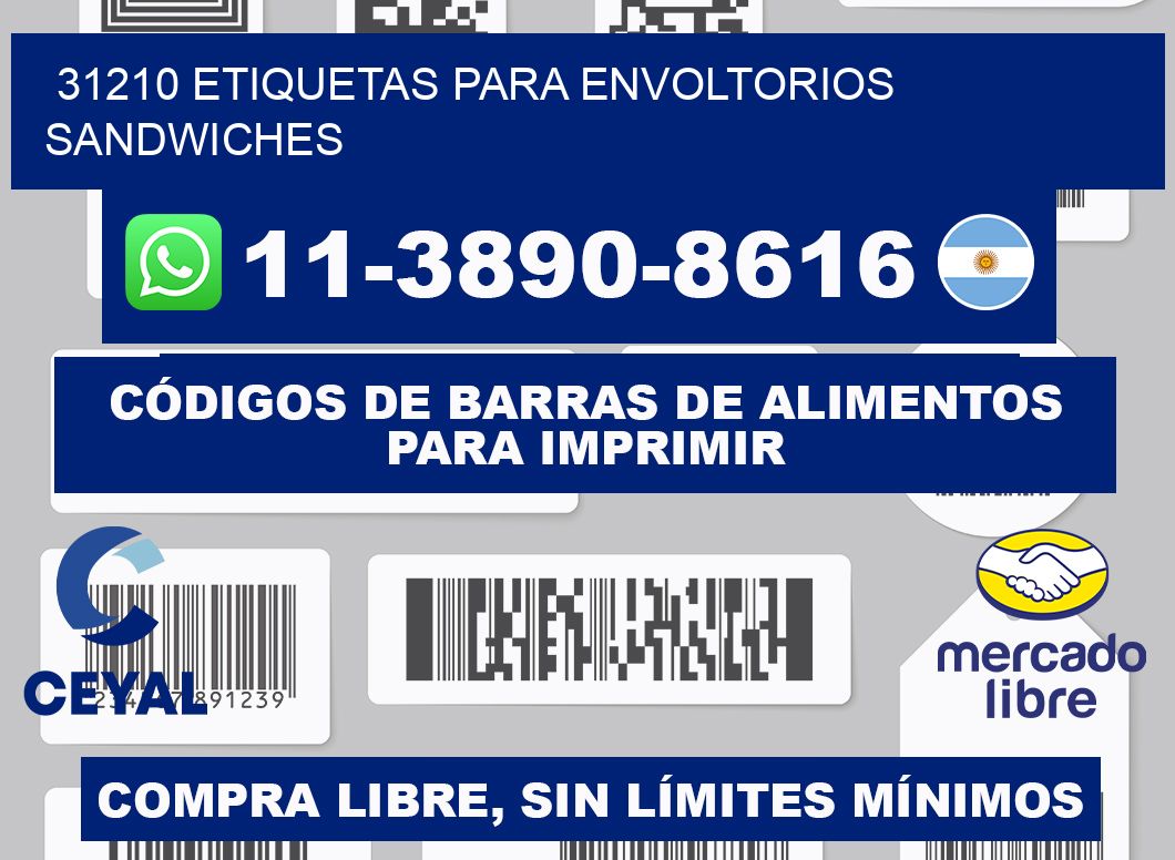 31210 etiquetas para envoltorios sandwiches