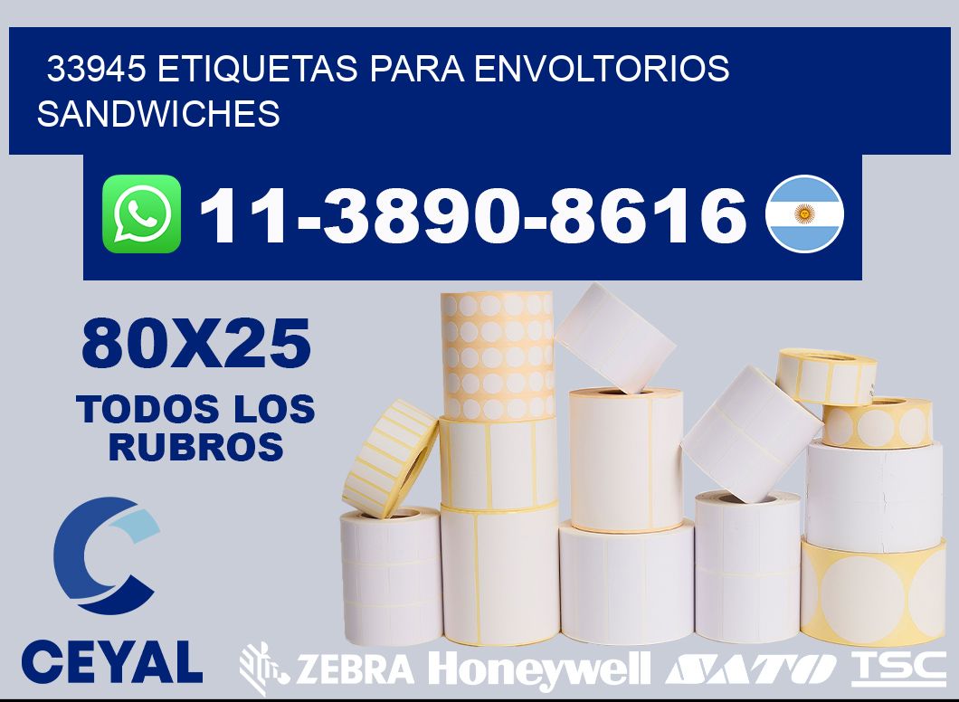 33945 etiquetas para envoltorios sandwiches