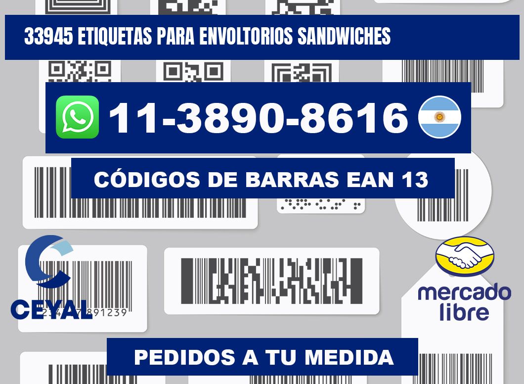 33945 etiquetas para envoltorios sandwiches