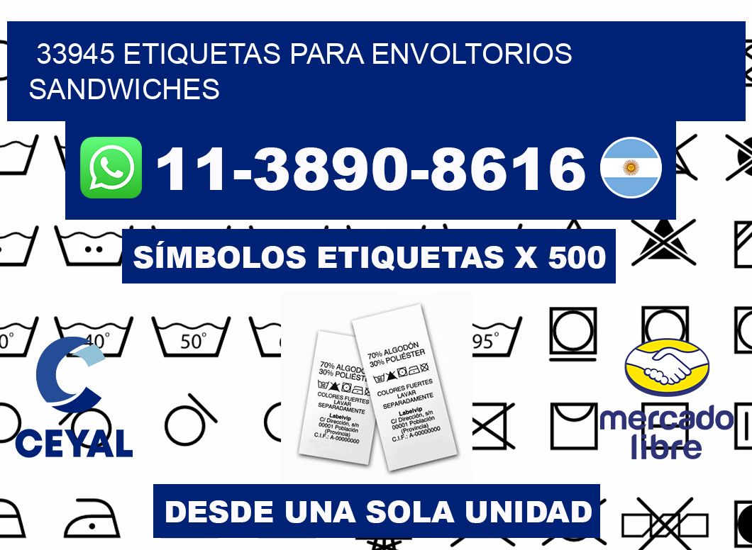 33945 etiquetas para envoltorios sandwiches