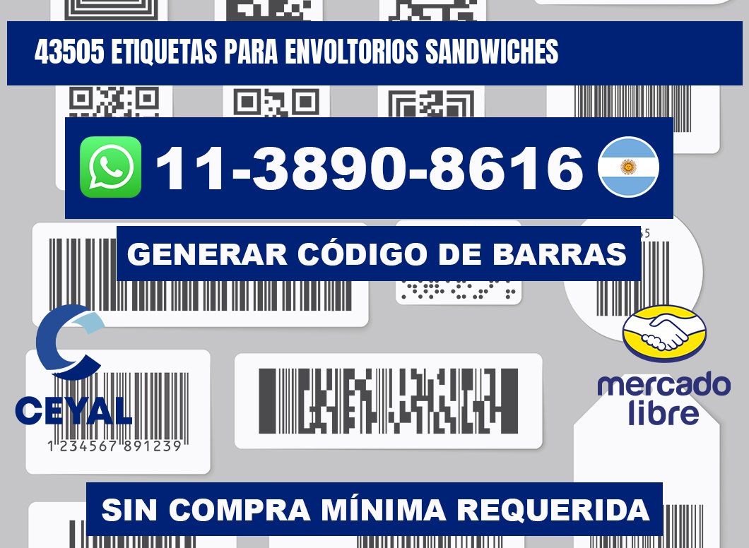 43505 etiquetas para envoltorios sandwiches