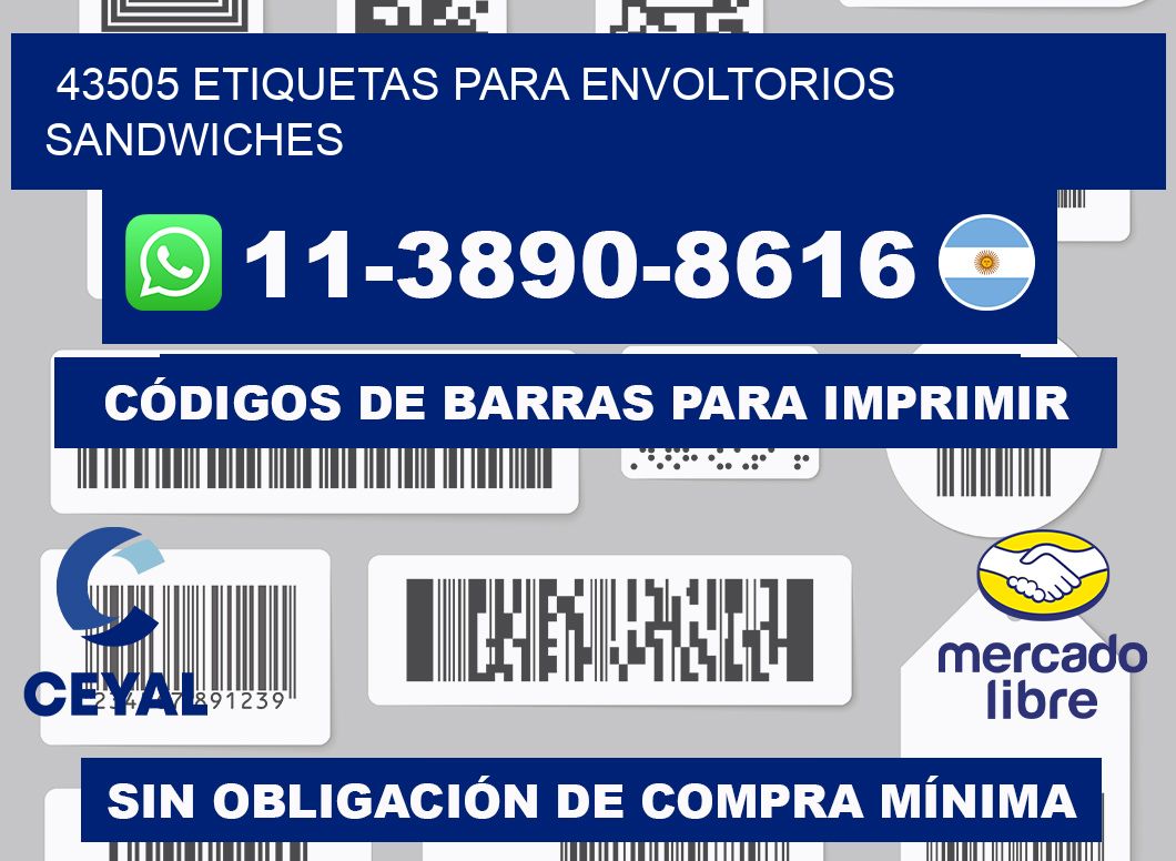 43505 etiquetas para envoltorios sandwiches