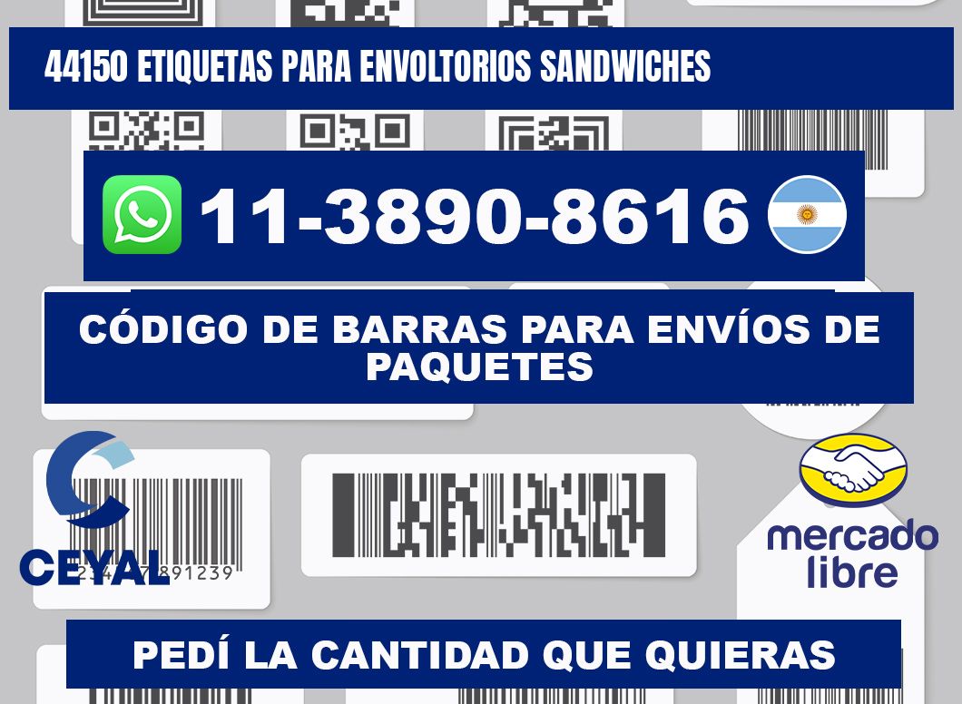 44150 etiquetas para envoltorios sandwiches