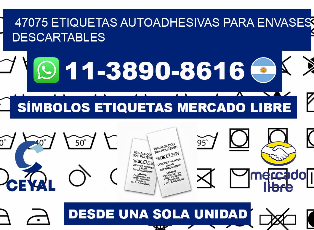 47075 etiquetas autoadhesivas para envases descartables