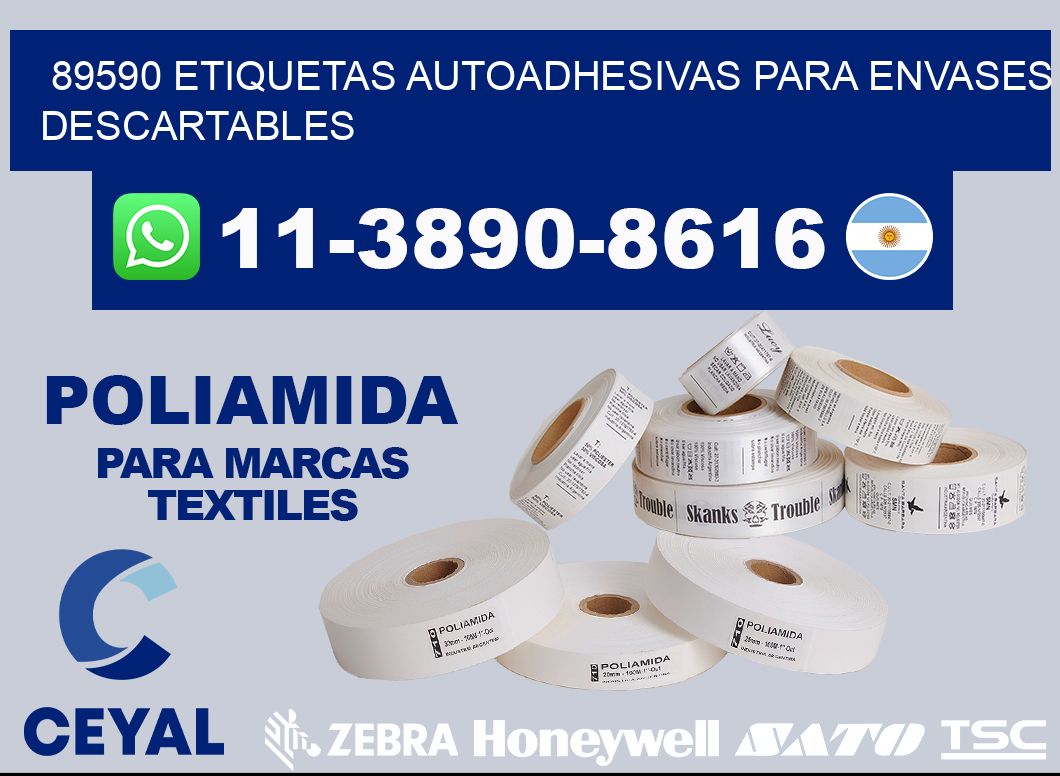 89590 etiquetas autoadhesivas para envases descartables