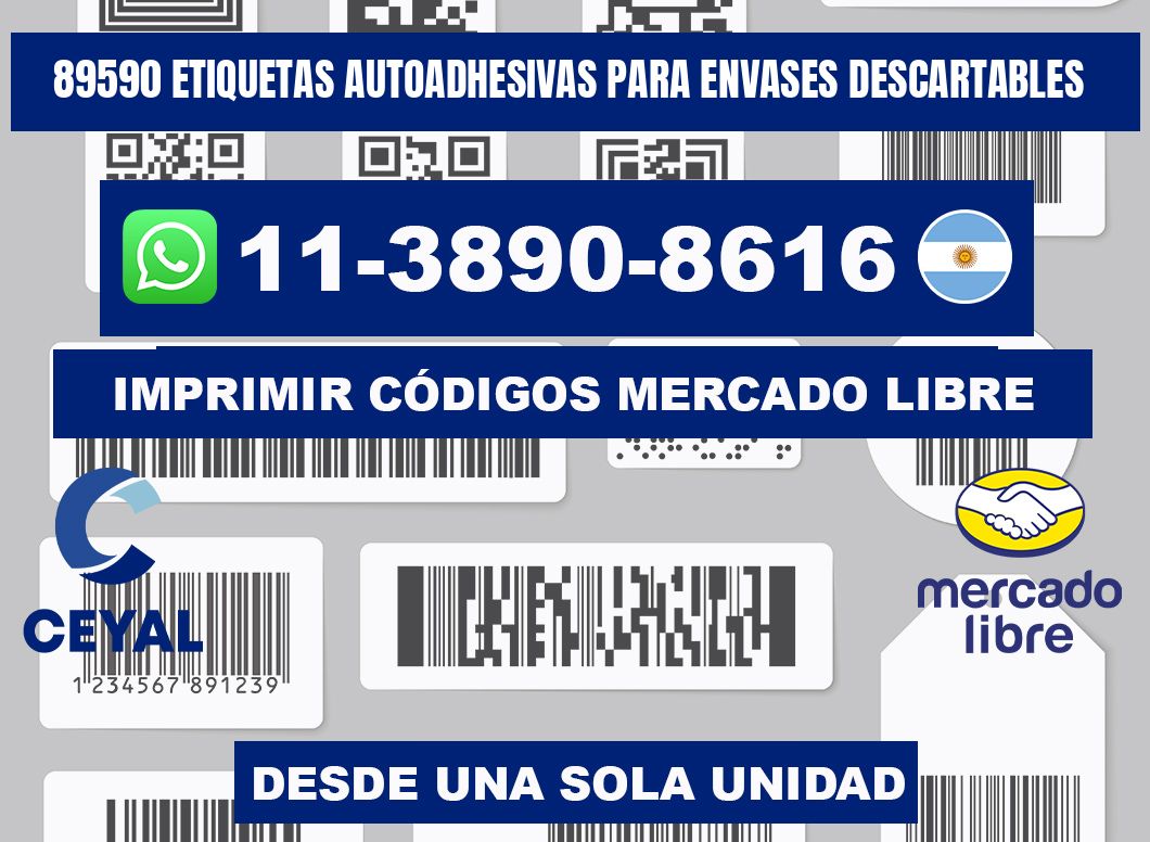 89590 etiquetas autoadhesivas para envases descartables