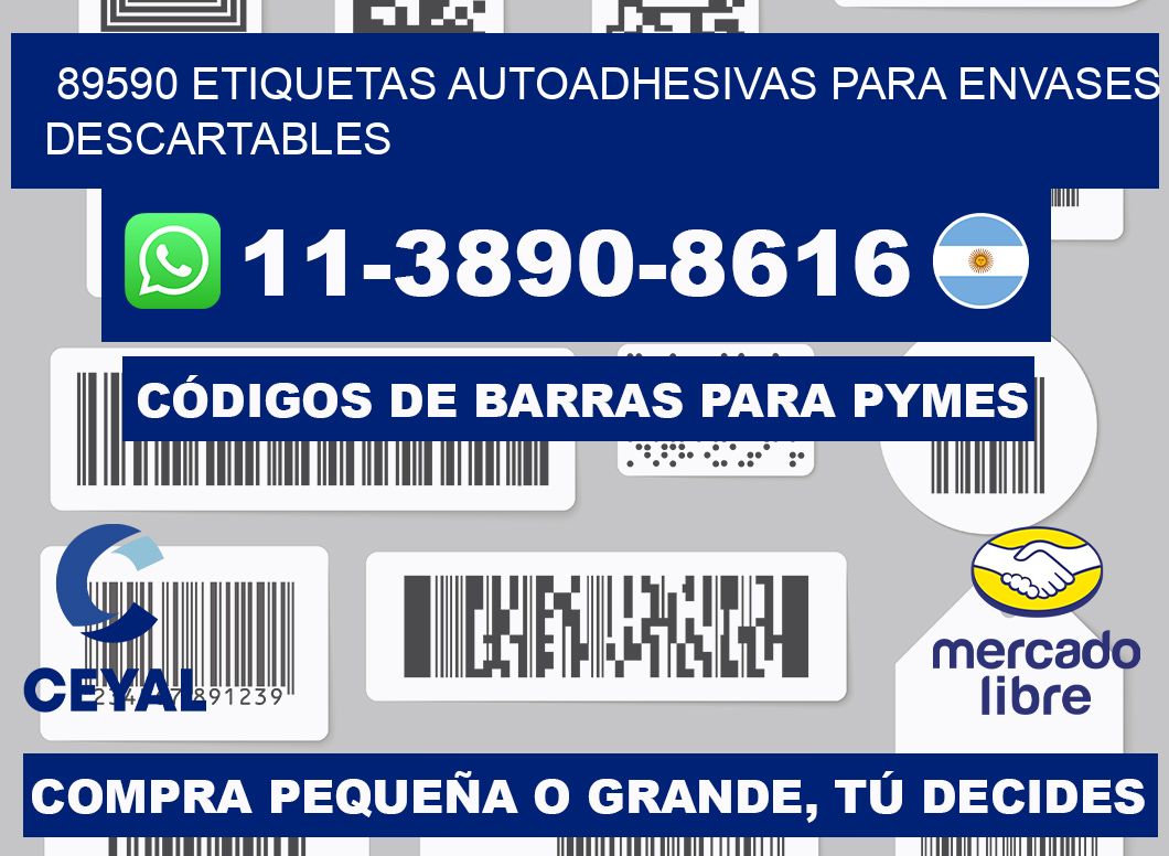 89590 etiquetas autoadhesivas para envases descartables