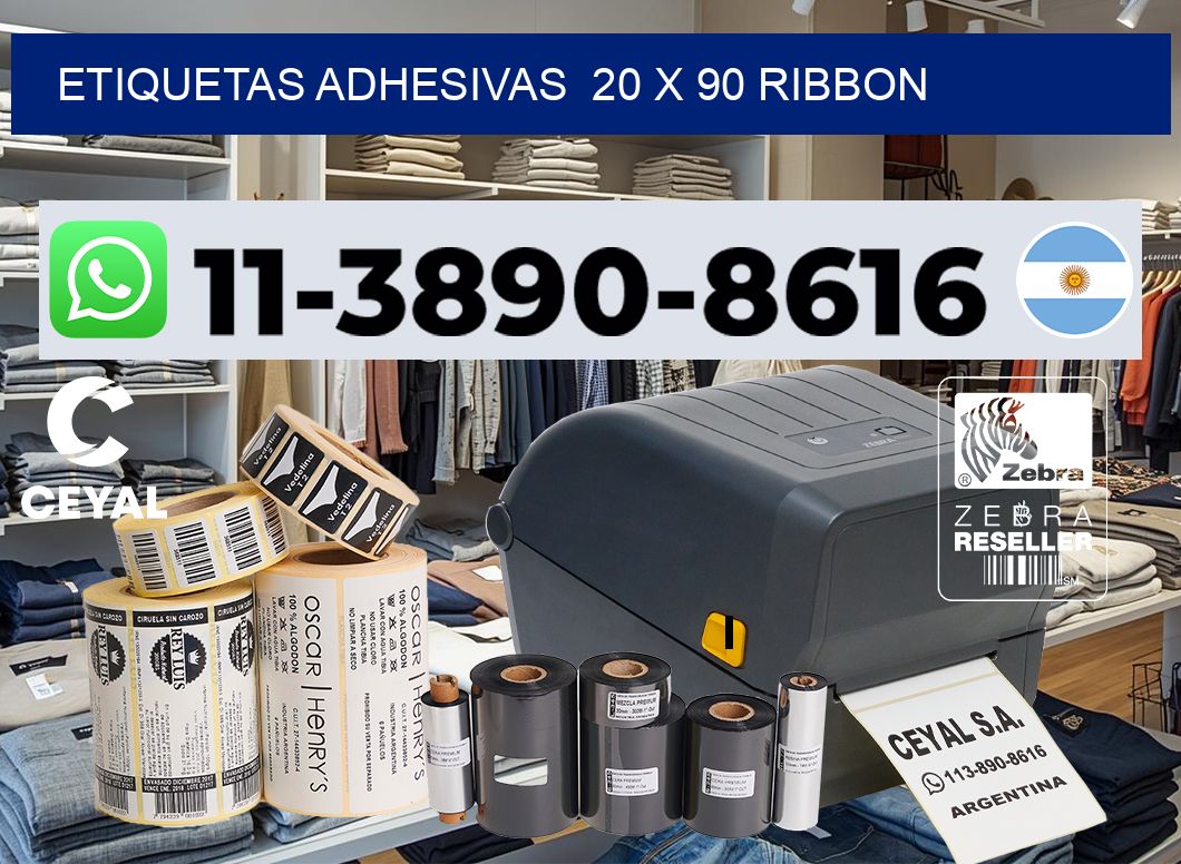 Etiquetas adhesivas  20 x 90 ribbon