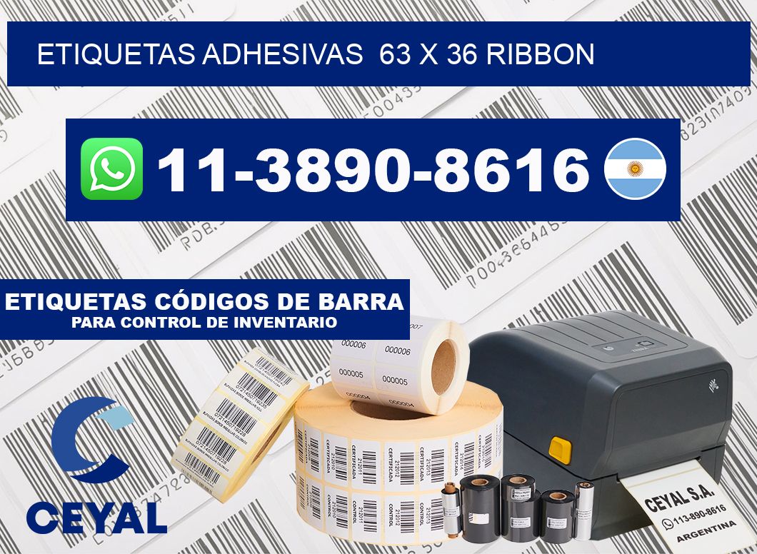 Etiquetas adhesivas  63 x 36 ribbon