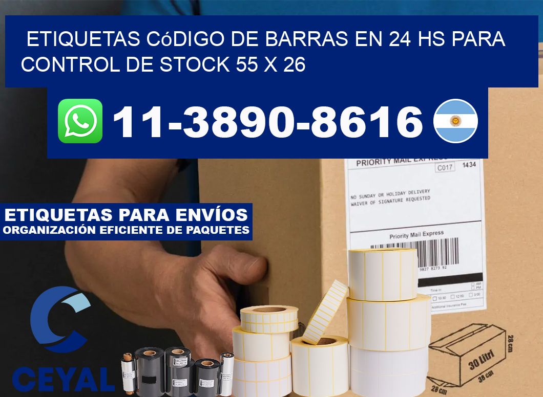 Etiquetas código de barras en 24 hs para control de stock 55 x 26