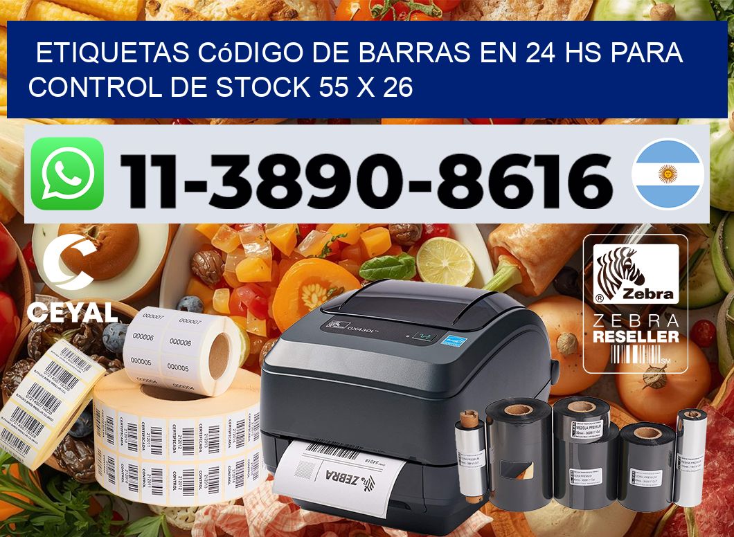 Etiquetas código de barras en 24 hs para control de stock 55 x 26
