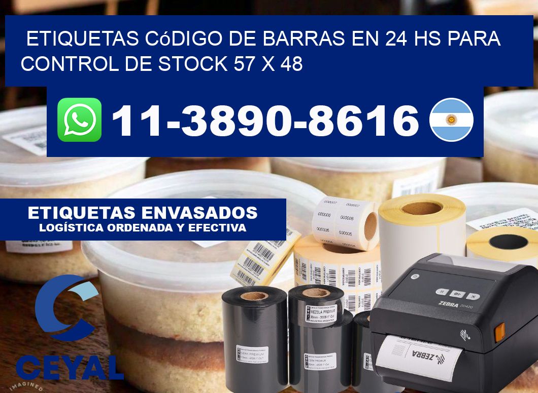 Etiquetas código de barras en 24 hs para control de stock 57 x 48