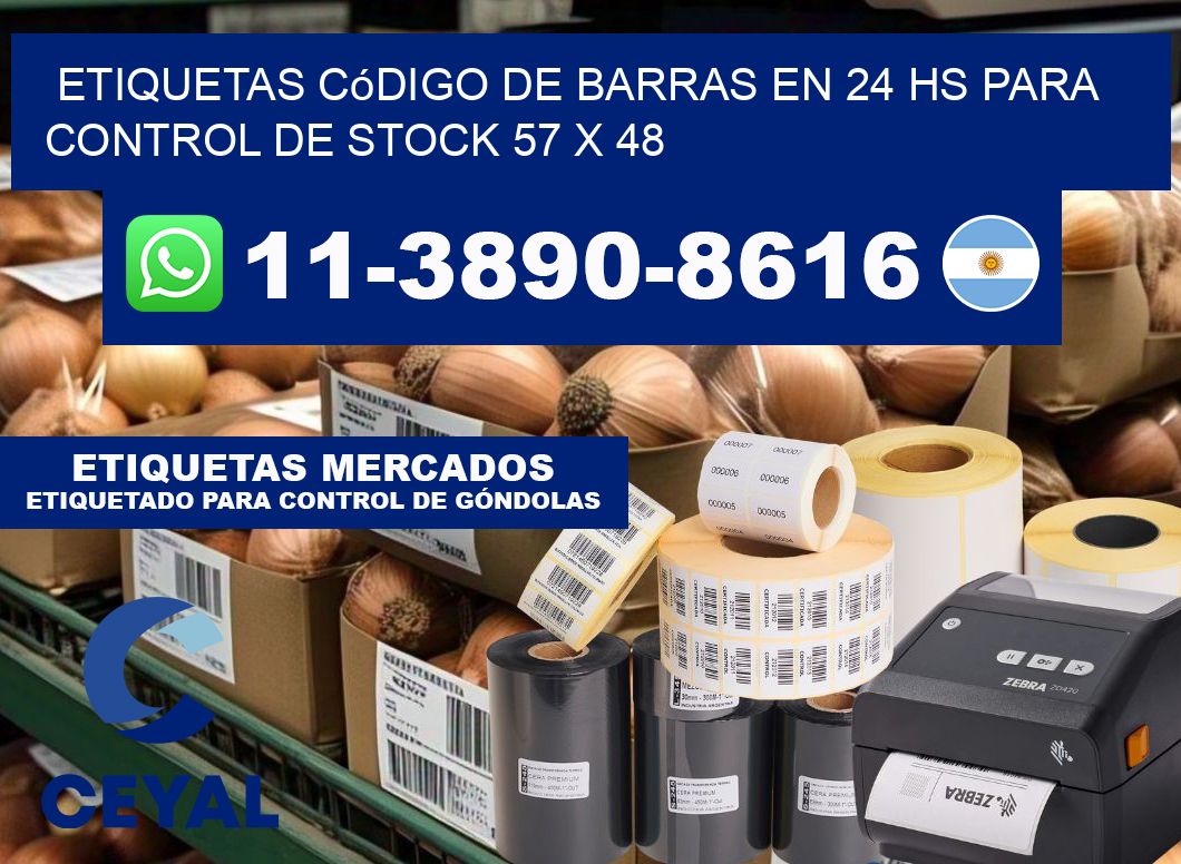 Etiquetas código de barras en 24 hs para control de stock 57 x 48
