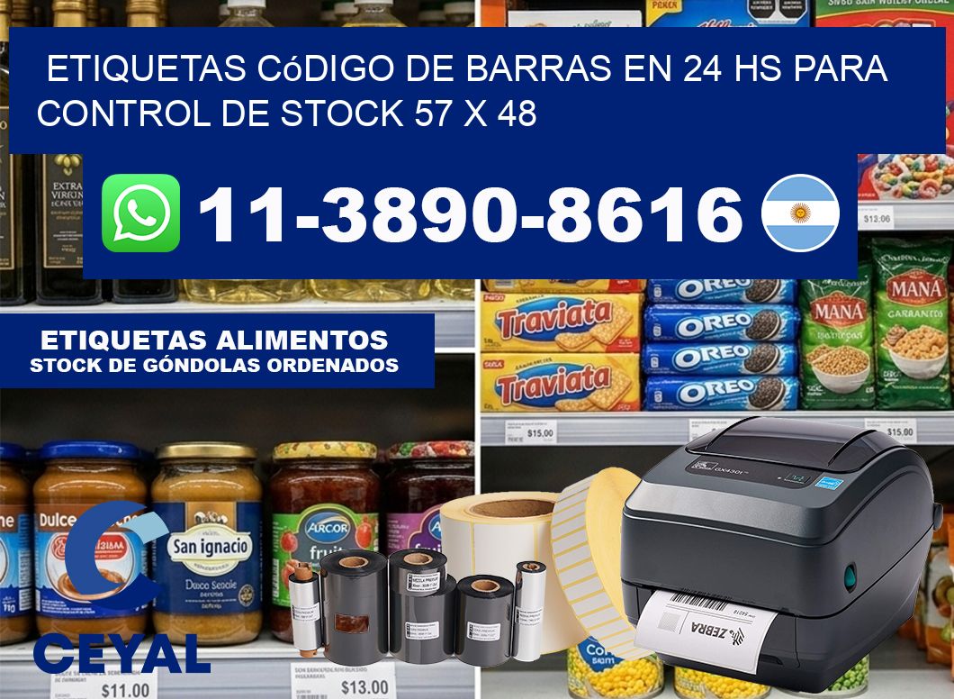 Etiquetas código de barras en 24 hs para control de stock 57 x 48