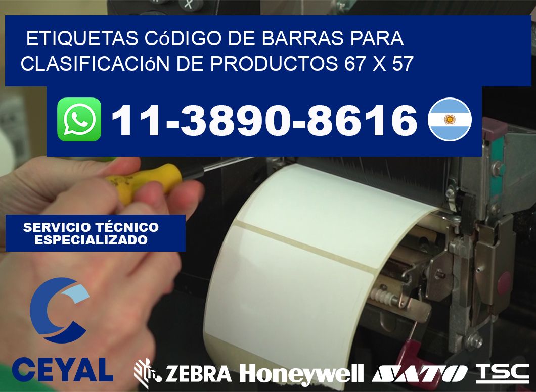 Etiquetas código de barras para clasificación de productos 67 x 57
