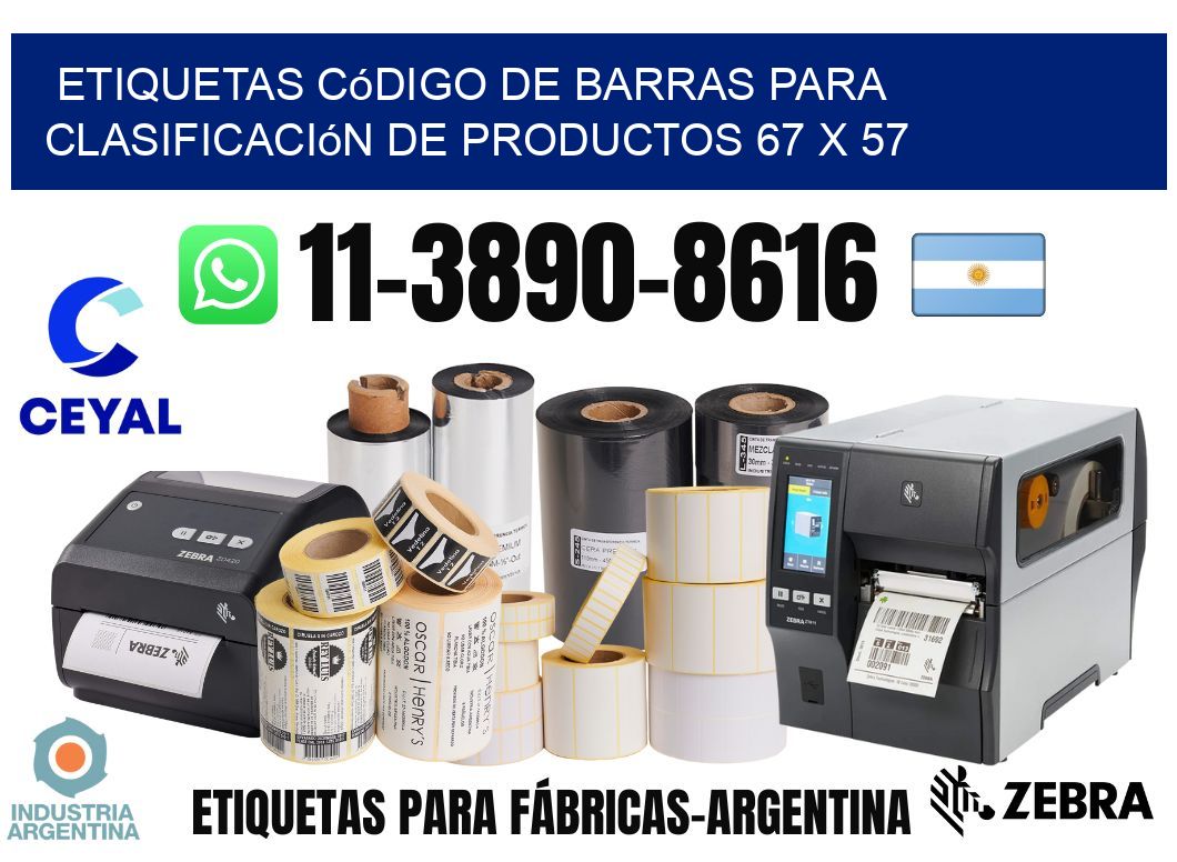 Etiquetas código de barras para clasificación de productos 67 x 57