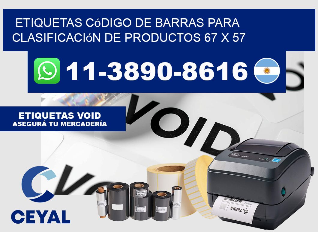 Etiquetas código de barras para clasificación de productos 67 x 57
