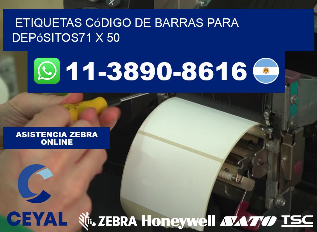 Etiquetas código de barras para depósitos71 x 50