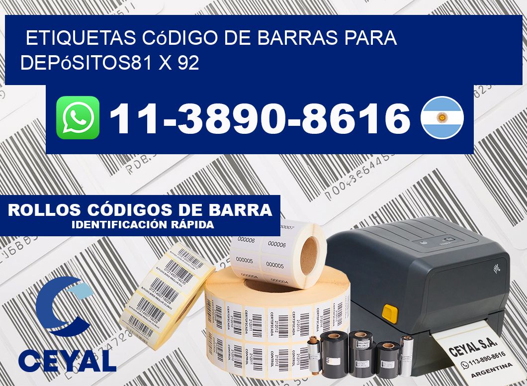 Etiquetas código de barras para depósitos81 x 92