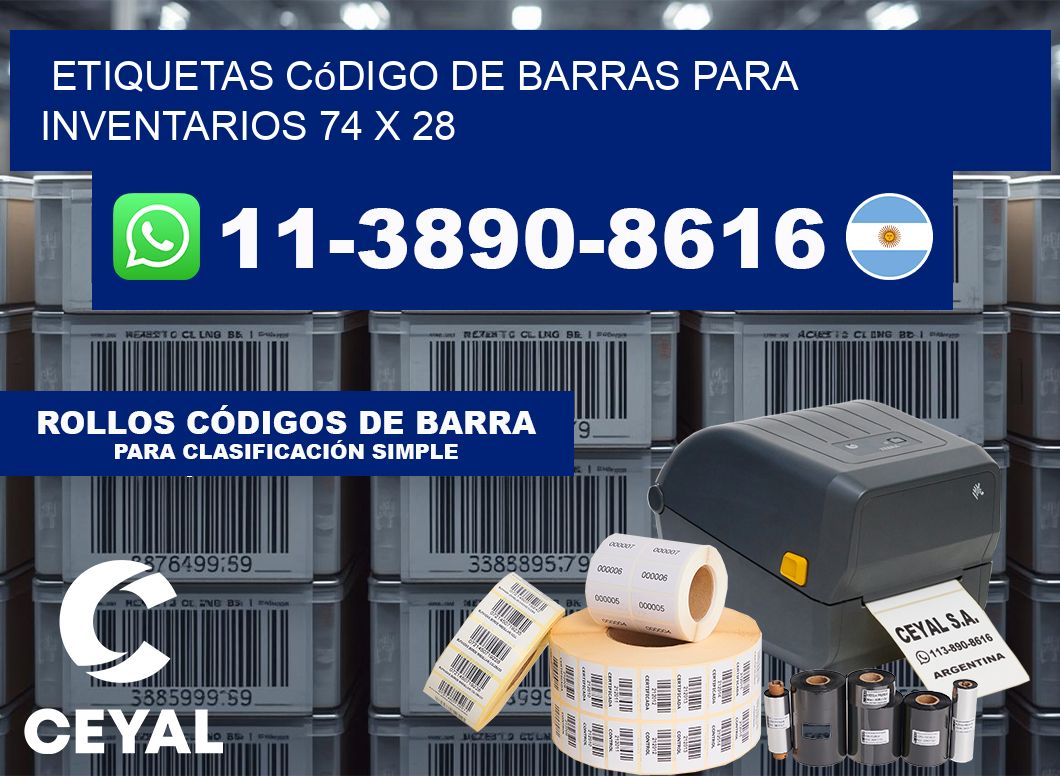 Etiquetas código de barras para inventarios 74 x 28