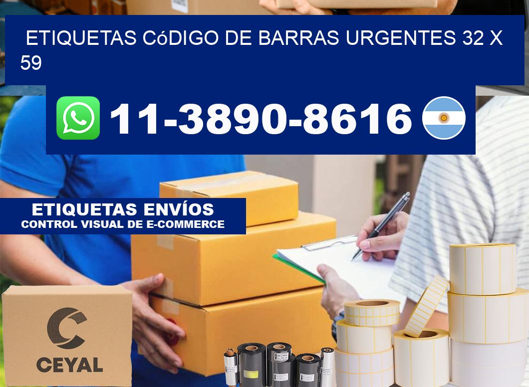 Etiquetas código de barras urgentes 32 x 59