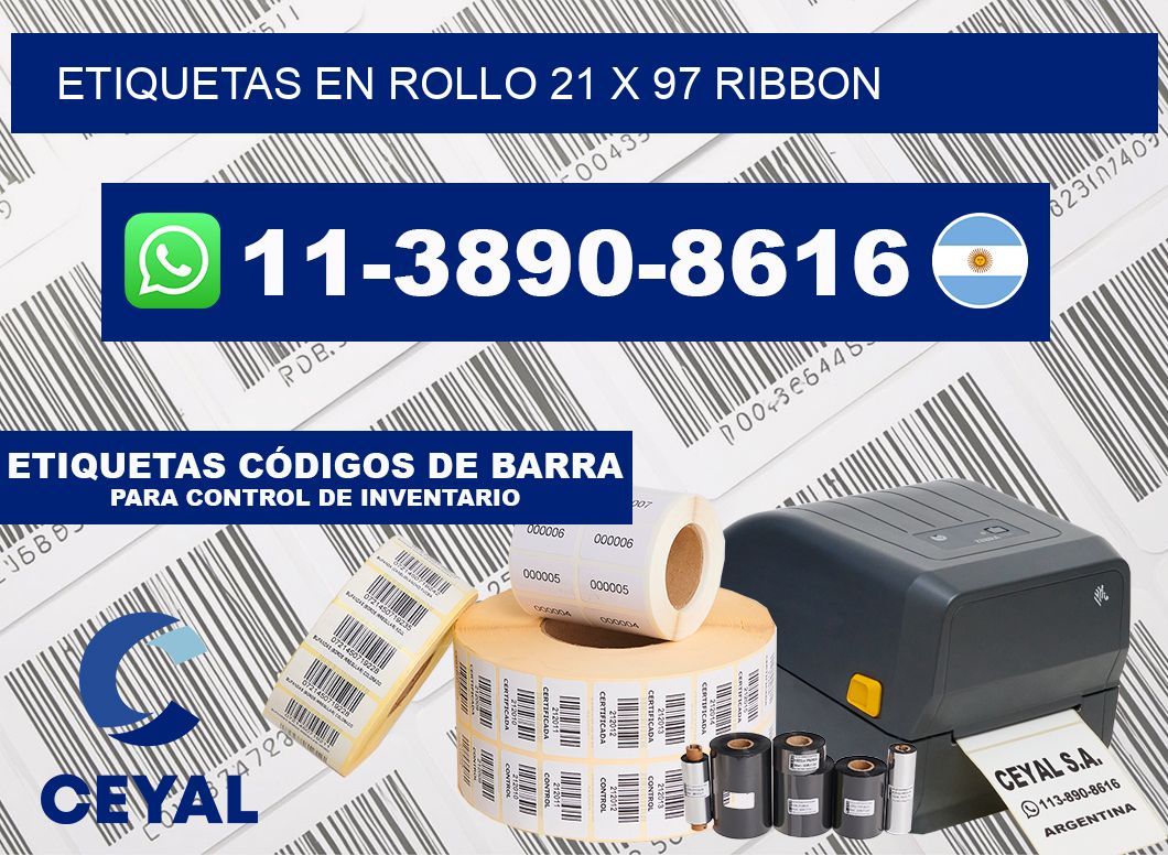 Etiquetas en rollo 21 x 97 ribbon