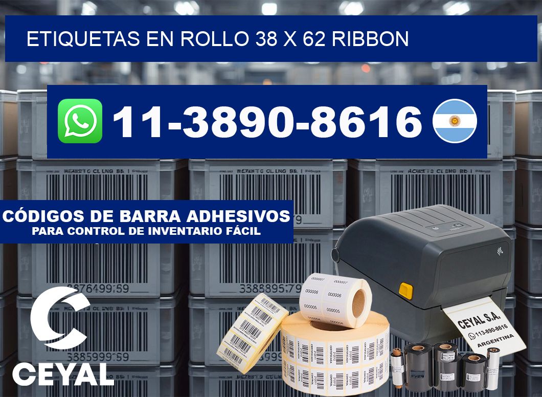 Etiquetas en rollo 38 x 62 ribbon