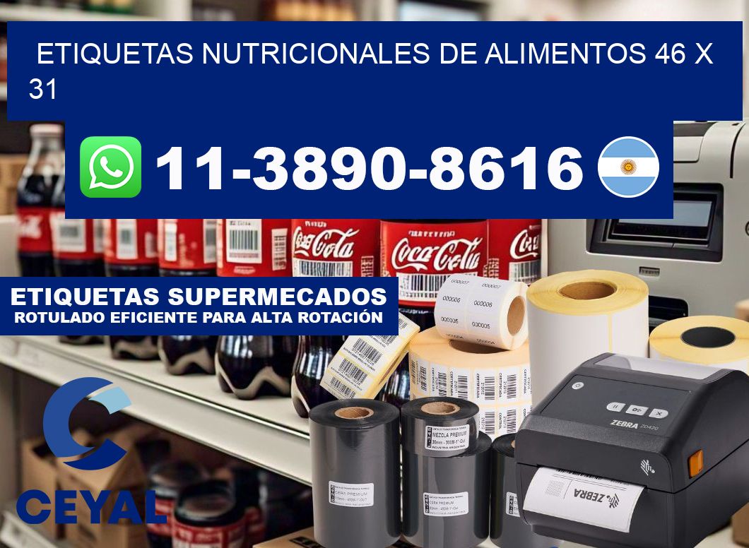 Etiquetas nutricionales de alimentos 46 x 31