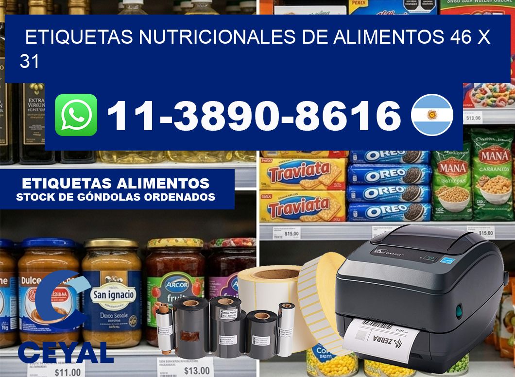 Etiquetas nutricionales de alimentos 46 x 31