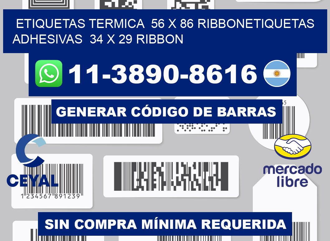 Etiquetas termica 56 x 86 ribbonEtiquetas adhesivas 34 x 29 ribbon