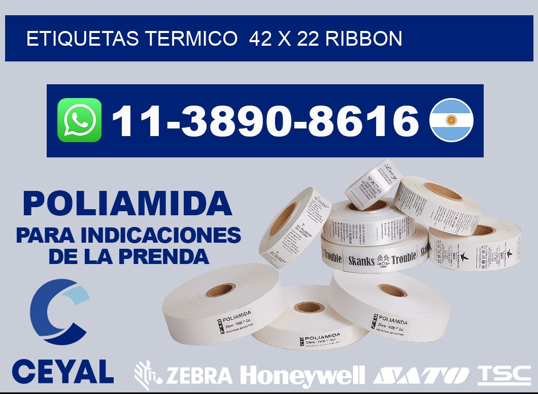 Etiquetas termico 42 x 22 ribbon