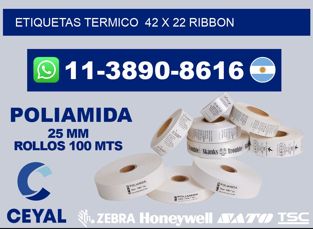 Etiquetas termico  42 x 22 ribbon