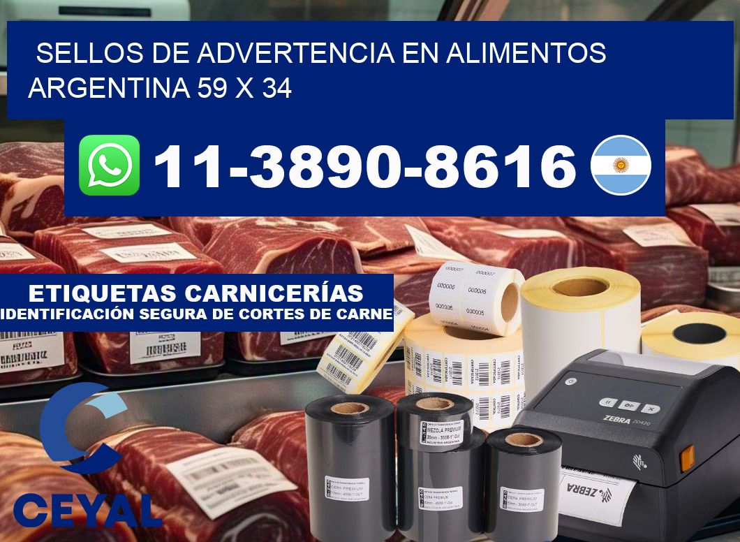 Sellos de advertencia en Alimentos argentina 59 x 34