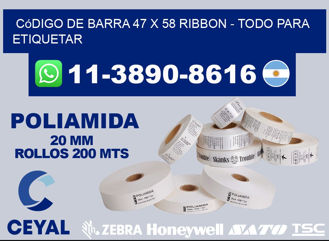 código de barra 47 x 58 ribbon - Todo para Etiquetar