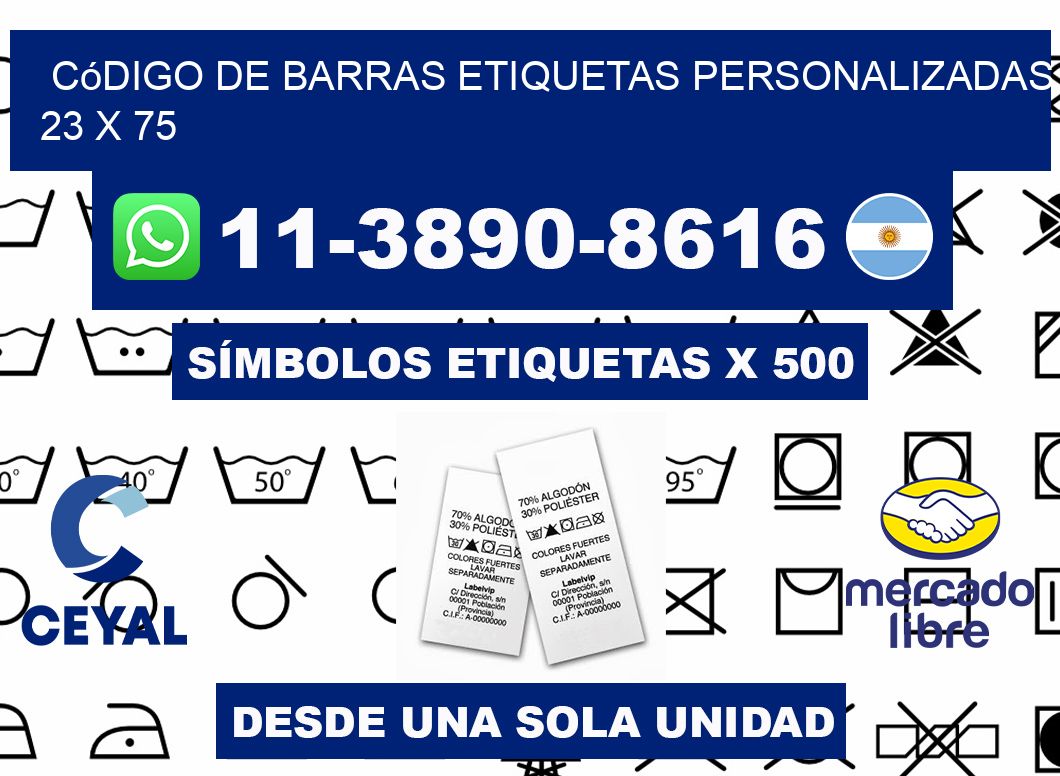 código de barras etiquetas personalizadas 23 x 75