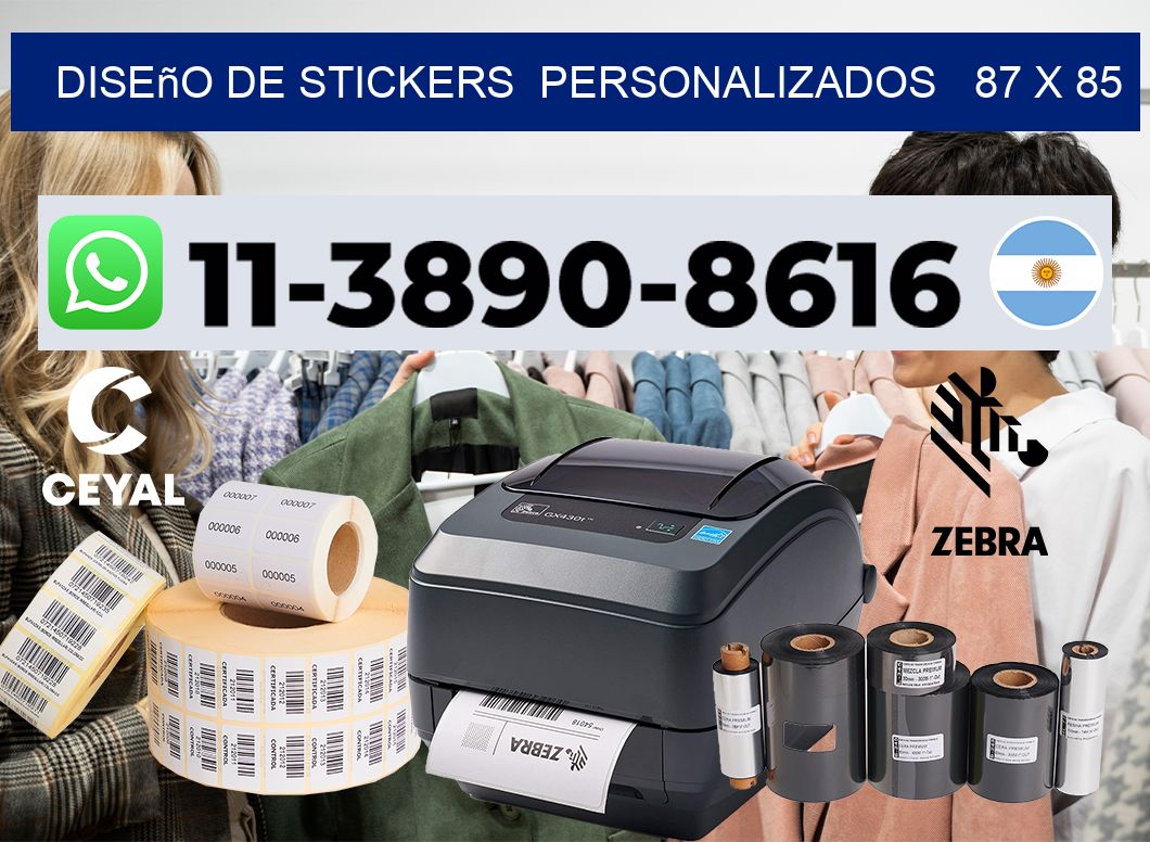 diseño de stickers personalizados 87 x 85