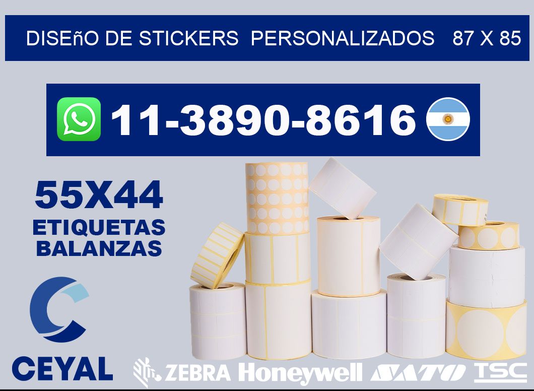 diseño de stickers  personalizados   87 x 85