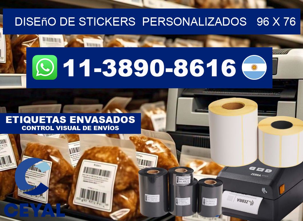 diseño de stickers  personalizados   96 x 76
