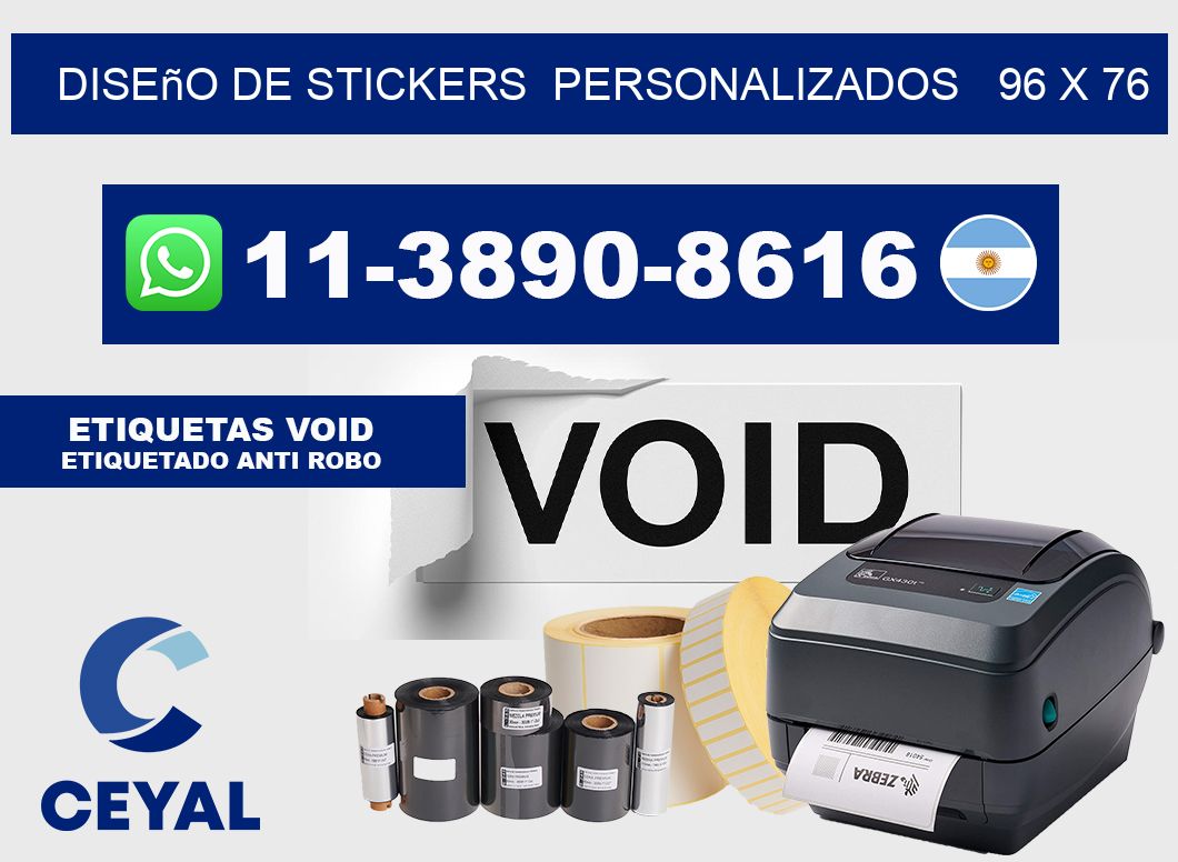 diseño de stickers  personalizados   96 x 76