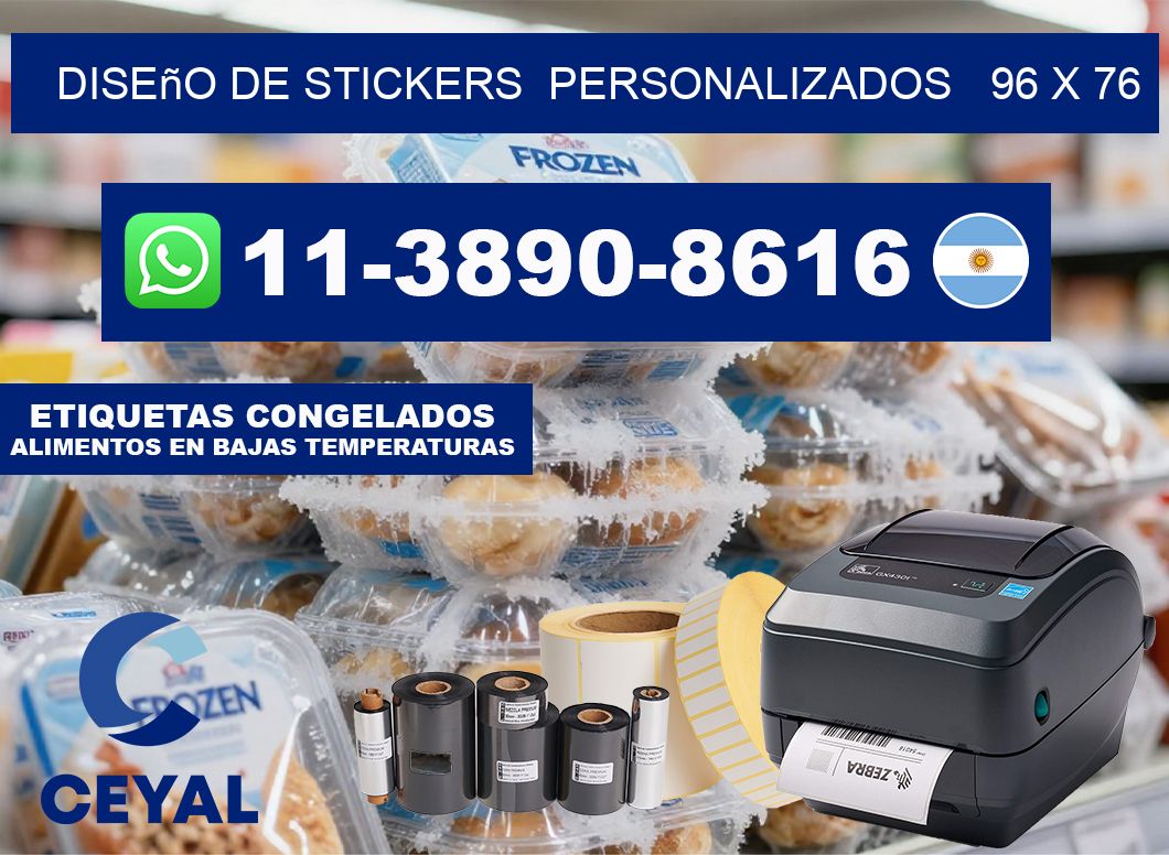 diseño de stickers  personalizados   96 x 76