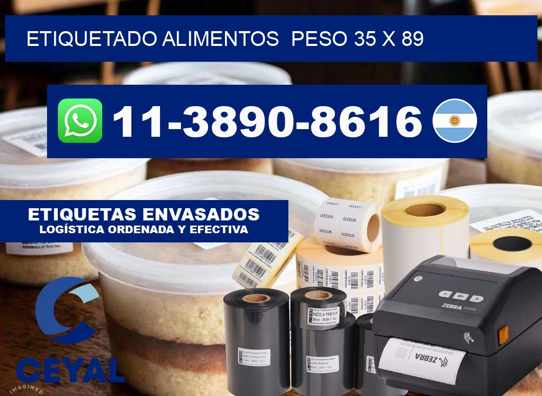 etiquetado alimentos  Peso 35 x 89