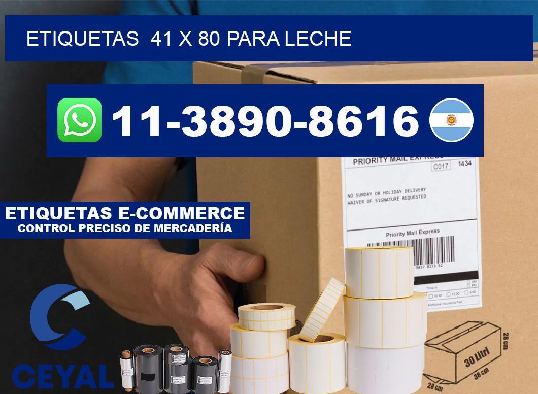 etiquetas 41 x 80 para Leche