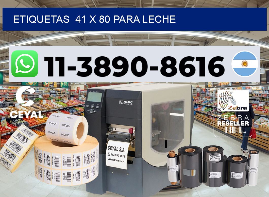 etiquetas 41 x 80 para Leche