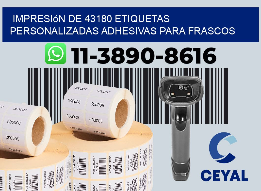 impresión de 43180 etiquetas personalizadas adhesivas para frascos