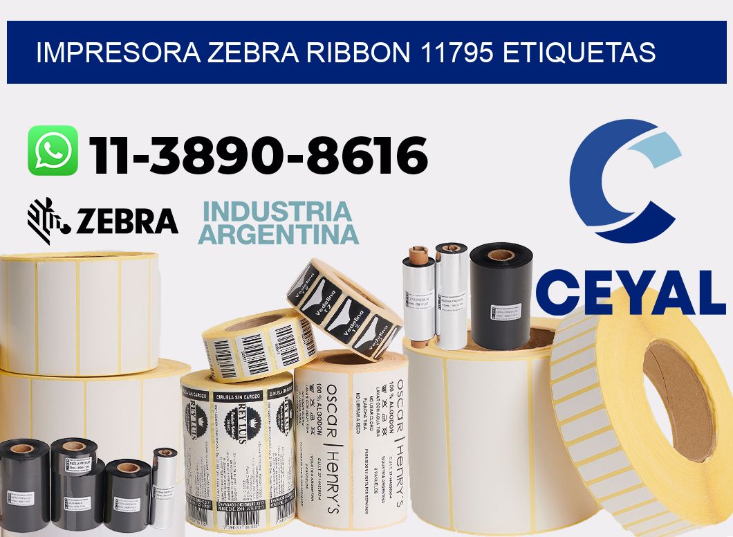 impresora zebra ribbon 11795 etiquetas
