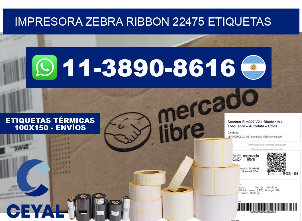 impresora zebra ribbon 22475 etiquetas